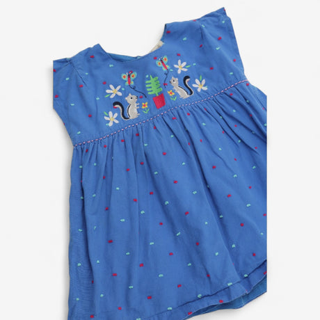Blouse and Bloomer Set Blue Woven with Squirrels