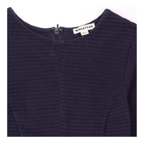 Dress Navy Ribbed Fit and Flare Short Sleeve