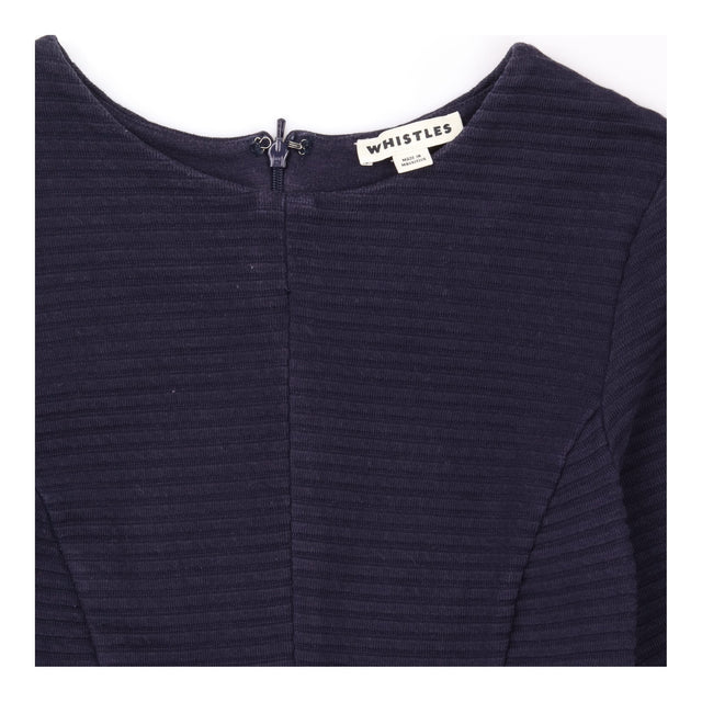 Dress Navy Ribbed Fit and Flare Short Sleeve