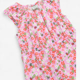Romper Woven Frill Sleeve Pink Floral Ladybird Bee