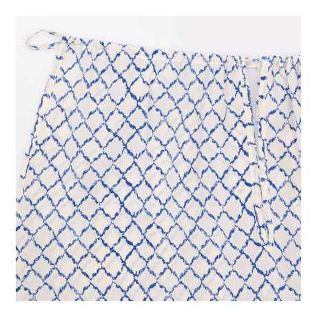 Blue Geometric Print Cami Top with Tie Neckline