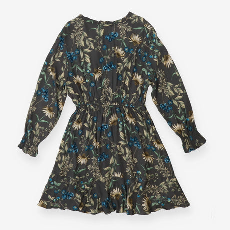 Dress Grey with blue and green florals long sleeve