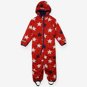 fleece lined Puddlesuit red with blue and white st