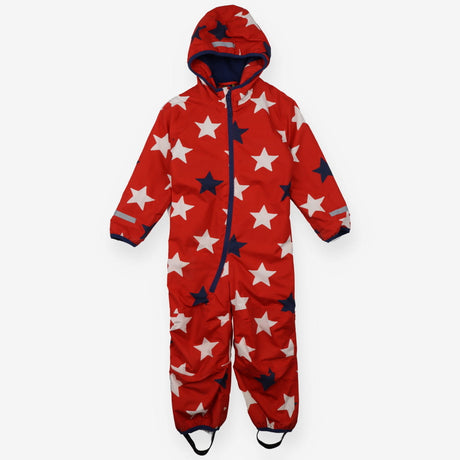 fleece lined Puddlesuit red with blue and white st