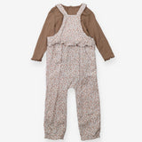 Cord Dungaree Light Pink Floral pattern and Brown 