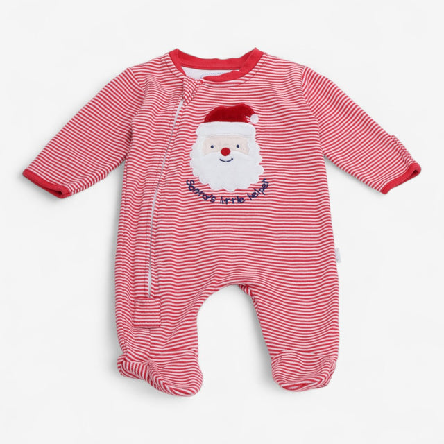 Sleepsuit Christmas Zipped Red Stripe Santas L