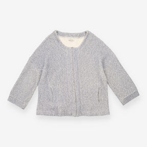 Jacket Grey Marl Textured Cotton Zip Front Boxy