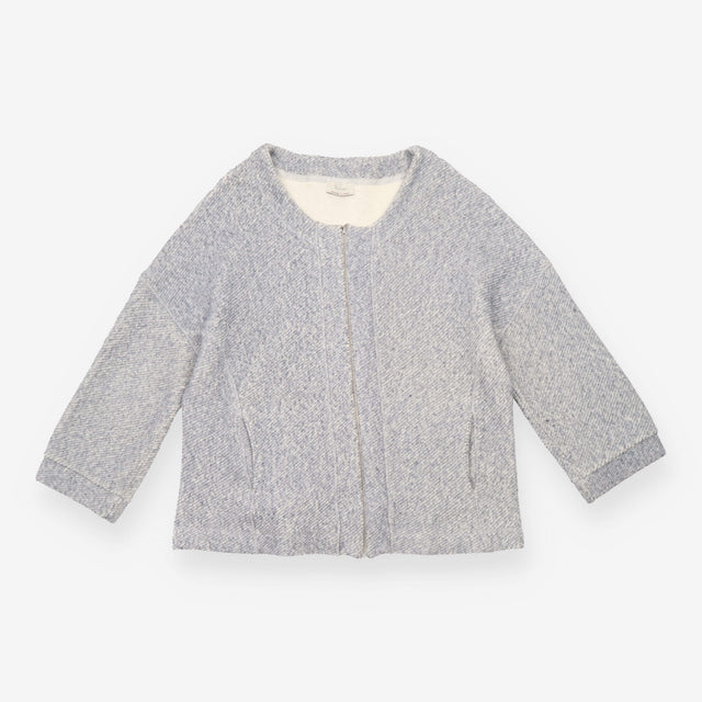 Jacket Grey Marl Textured Cotton Zip Front Boxy