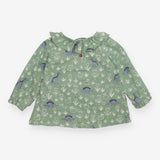 Top Long Sleeve Dinosaur Print Soft Green