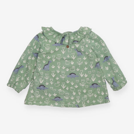 Top Long Sleeve Dinosaur Print Soft Green