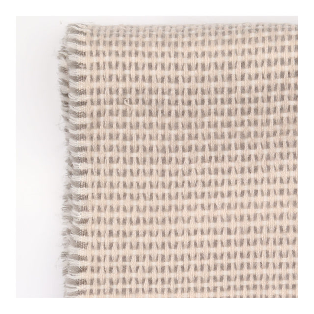 Scarf Woven Checked Neutral Soft Knit Fringe Trim