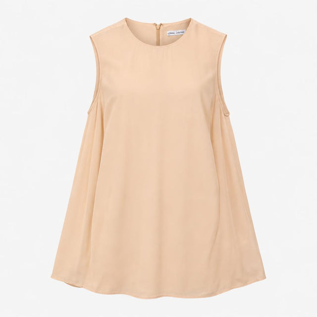 Blush Pink 100% Viscose Round Neck Sleeveless Zip 