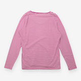 Magenta Striped Scoop Neck Long Sleeve Top