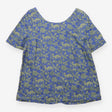 Top Blue Yellow Tiger Palm Print 100% Linen Short 