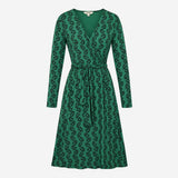 Dress Wrap Jersey Long Sleeve Green