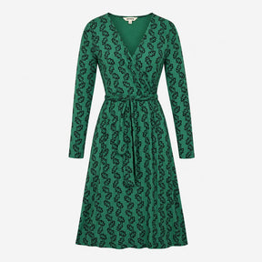Dress Wrap Jersey Long Sleeve Green