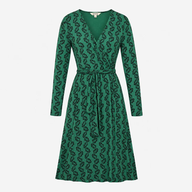 Dress Wrap Jersey Long Sleeve Green