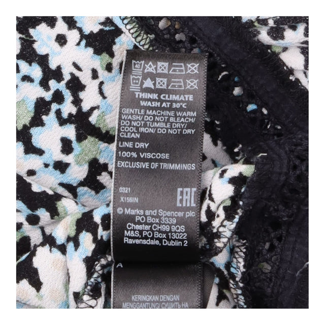 Midi Dress Blue Floral Wrap Front Tie Waist