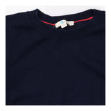 Jumper Navy Blue Fine Knit Crew Neck Button Cuff