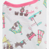 Sleepsuit White Animal Carnival with Pink Cuffs