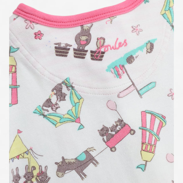 Sleepsuit White Animal Carnival with Pink Cuffs
