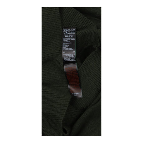 Jumper Khaki Wool Blend Ribbed Trim Crew Neck
