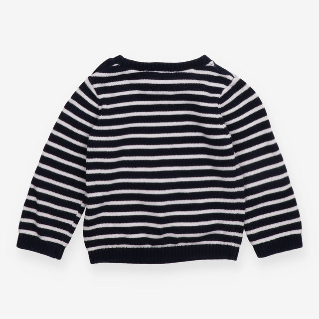 Jumper Knit Navy Stripe Dinosaur in Wellies