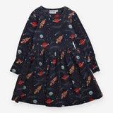 Dress jersey blue rocket ship planets Moromini
