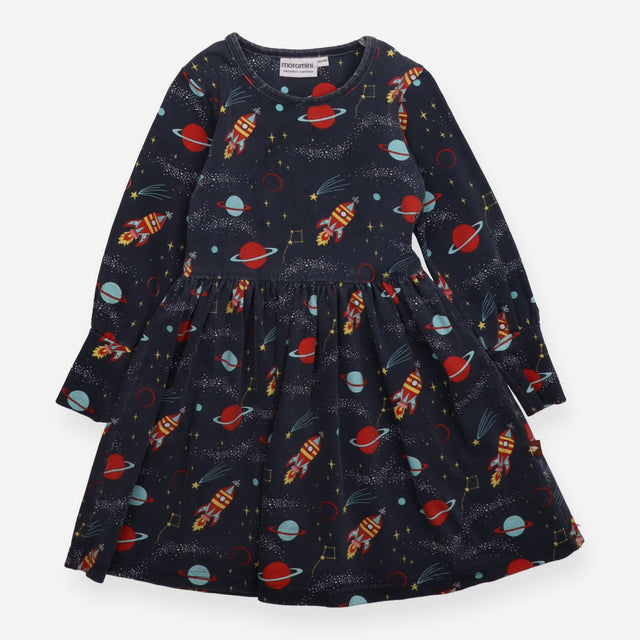 Dress jersey blue rocket ship planets Moromini