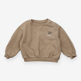 Beige tracksuit skateboarding dog