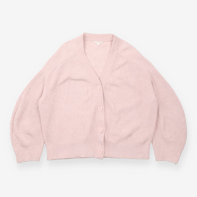 V-Neck Chunky Knit Cardigan Dusty Pink Cotton