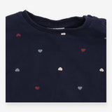 Sweatshirt Long Sleeve Heart Print Navy