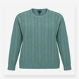 Knit Cable Jumper Sage Green Crew Neck