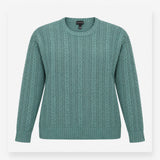 Knit Cable Jumper Sage Green Crew Neck