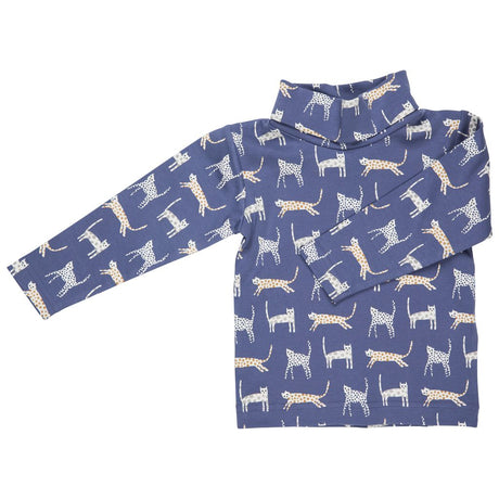 Polo neck top - Blue Cats