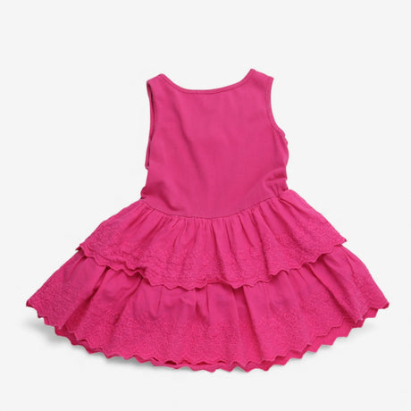 Dress pink frill skirt flower neck