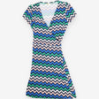 Bold colour chevron wrap jersey dress