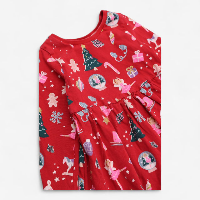 Red Christmas Dress Ballerina in Snowglobe