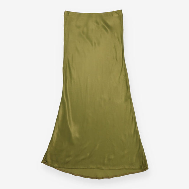 Khaki Satin Slip Skirt | Sustainable Maxi Skirt