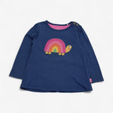 Tee LS blue rainbow turtle