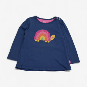 Tee LS blue rainbow turtle