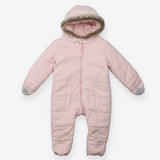 Pramsuit pink fur hood fleece lined 