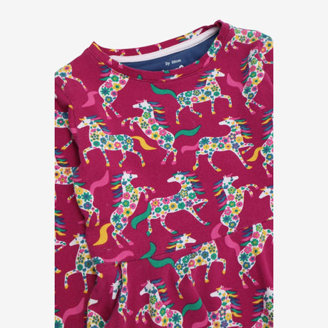 Dress pink floral horses