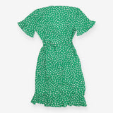 Green Short Wrap Dress – Olivia Tulip Print
