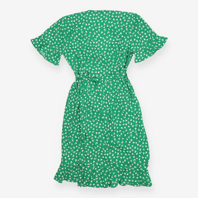 Green Short Wrap Dress – Olivia Tulip Print