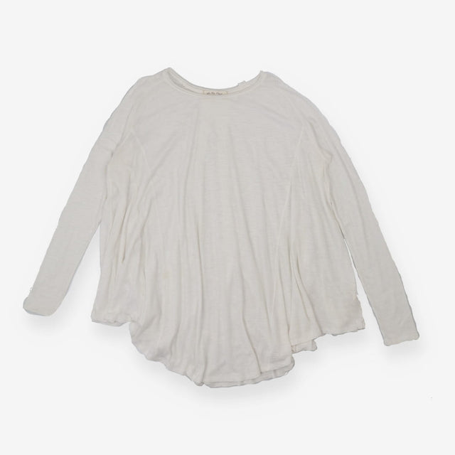 Top White Long Sleeve Asymmetric Top
