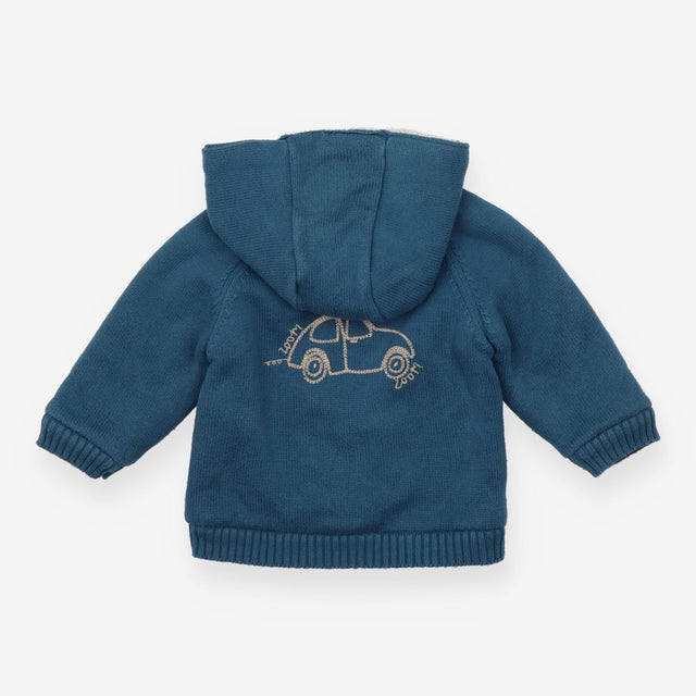 Hoodie Fleece Lined Blue Skateboarding Lion 