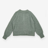 Knitted Jumper Laurel Green Mohair Wool Blend Cabl