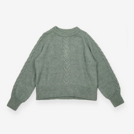 Knitted Jumper Laurel Green Mohair Wool Blend Cabl