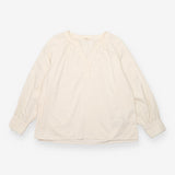 Cotton Blouse Cream Textured Stripe Popover Long S